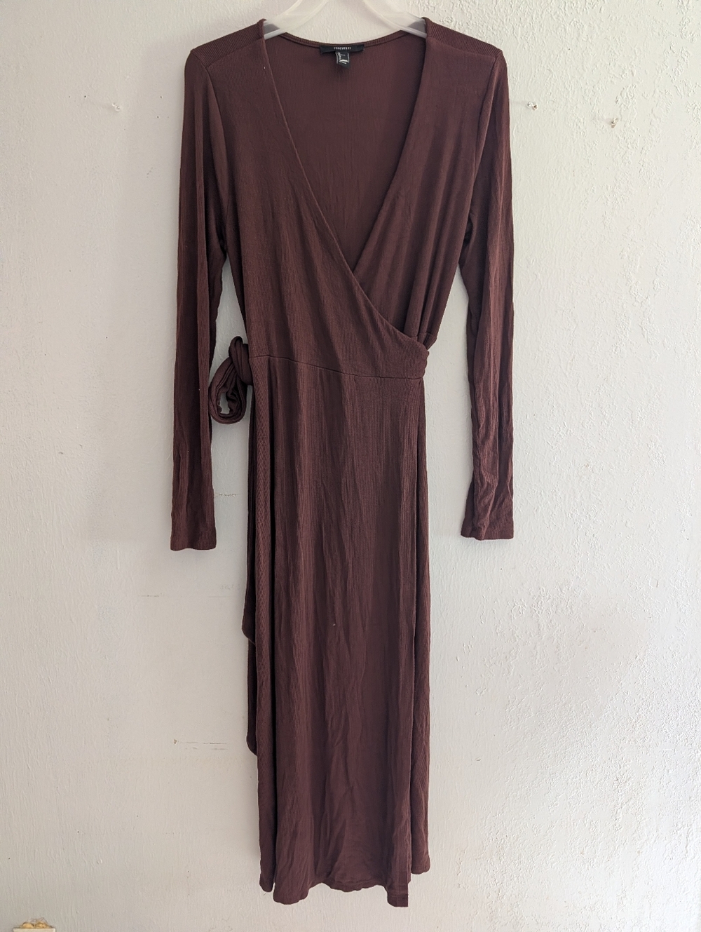 Forever 21 Brown Long-Sleeve Wrap Dress